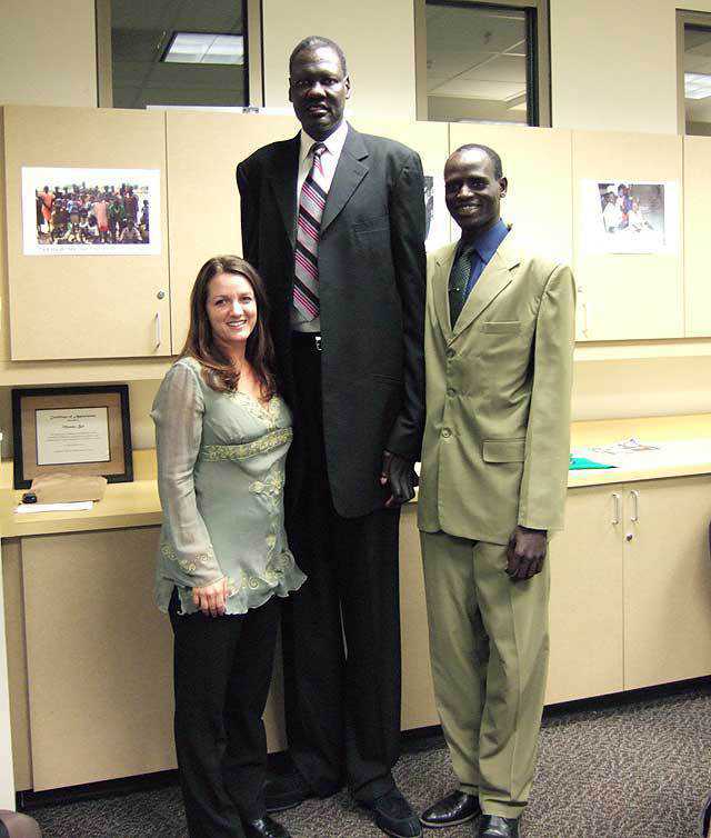 Swapp, Bol and Gai — Kristy Swapp, Manute Bol and Abraham Gai. Bol came to Salt Lake City despite short notice and a painful recovery from a terrible car accident to speak at a fundraiser for the SSEP.