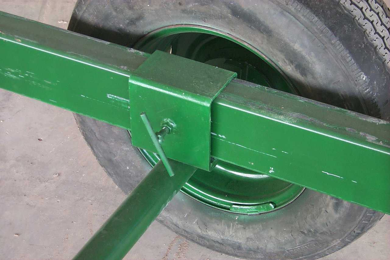Center Pivot — The center pivot axle is attached directly to the floor with a rotating center post.  The beams can then be slid in or out to adjust for different diameter domes, then screwed in tight so they don’t slip out.