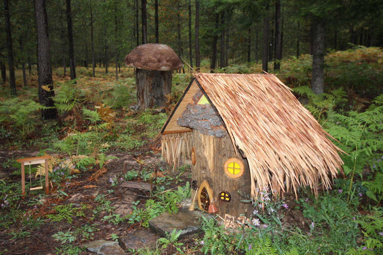Elf House with Mushroom — Steve claims that one night this cute little Elf house just showed up. Note the size of the mushroom.