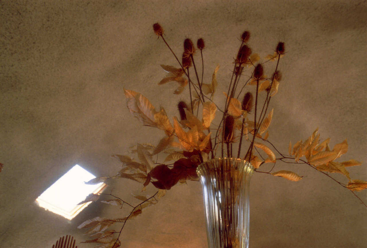 Bouquet of dried flowers — It complements the rough, shotcrete textured surface on the dome’s interior.