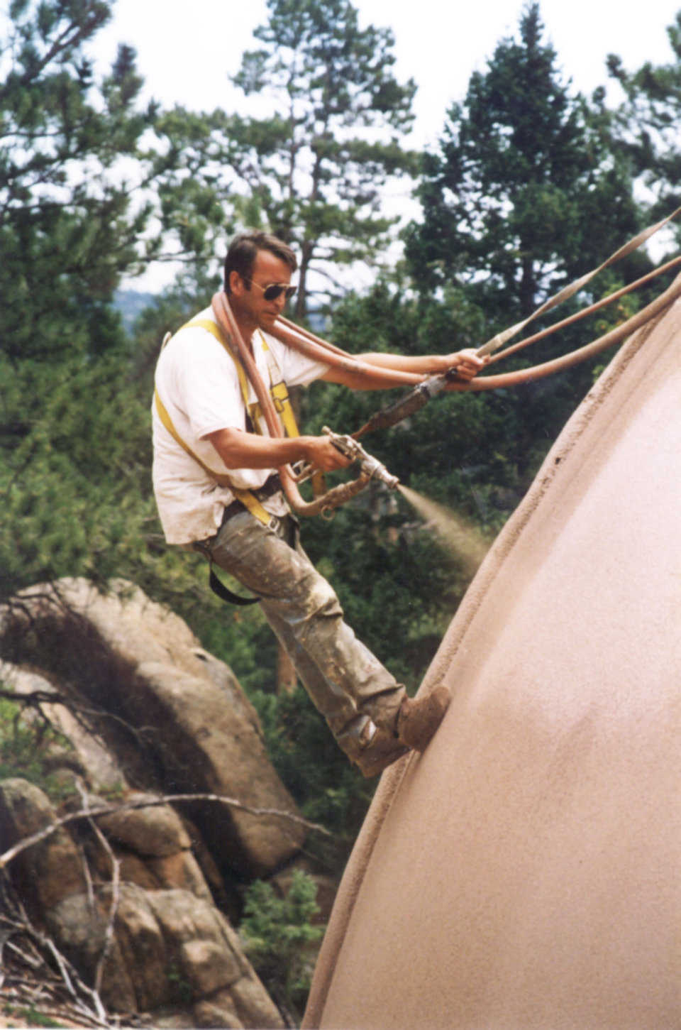 What A Job — UCSC spraying coating to dome exterior. Photo courtesy UCSC.