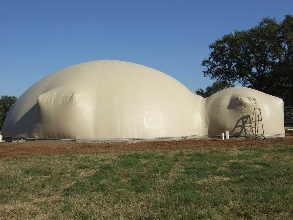 Done! — This properly inflated Airform will determine the size and shape of a Monolithic Dome.