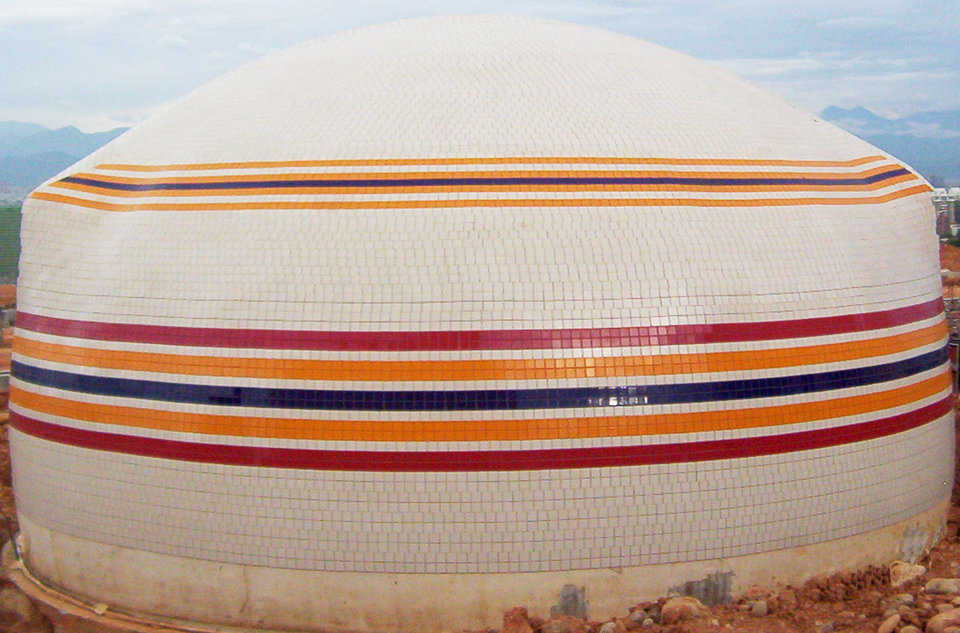 Monolithic Dome in Taiwan  — It was tiled using 2-inch square tiles because smaller domes require smaller tiles.
