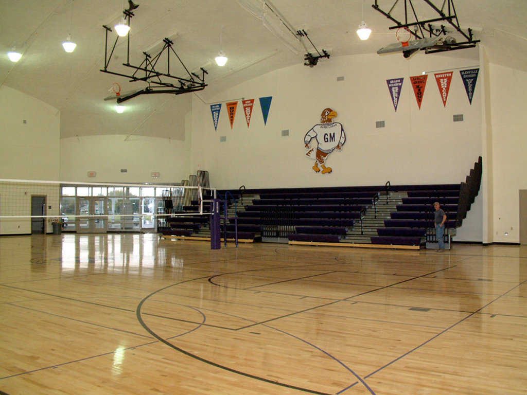 Gymnasium — It’s equipped for a full range of school athletics, activities and special events.