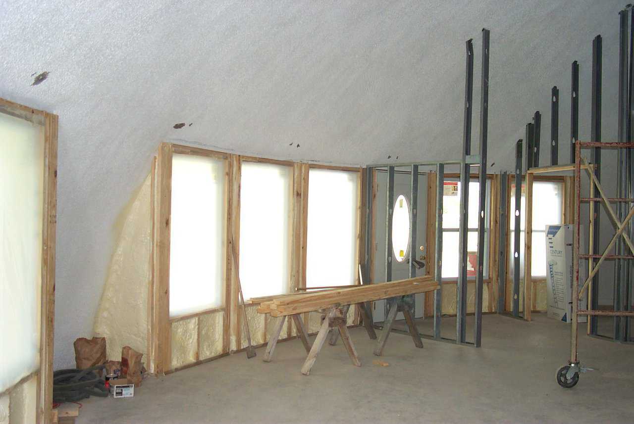 Inset openings — This is dome was designed with inset openings that were framed in after the dome was built.
