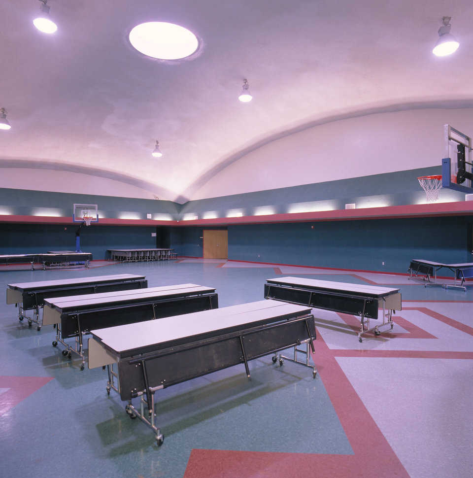 Cafeteria — The cafeteria is part of the multipurpose dome that also includes the gymnasium and an arts/music area.