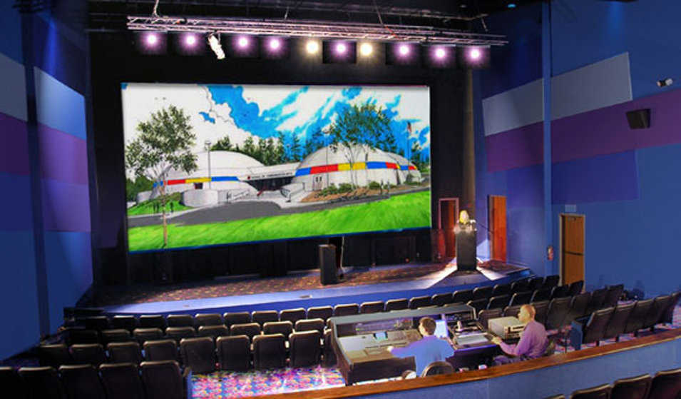 Theater — Monolithic Dome A has a 200-seat, high definition digital theater with surround sound digital mix down.