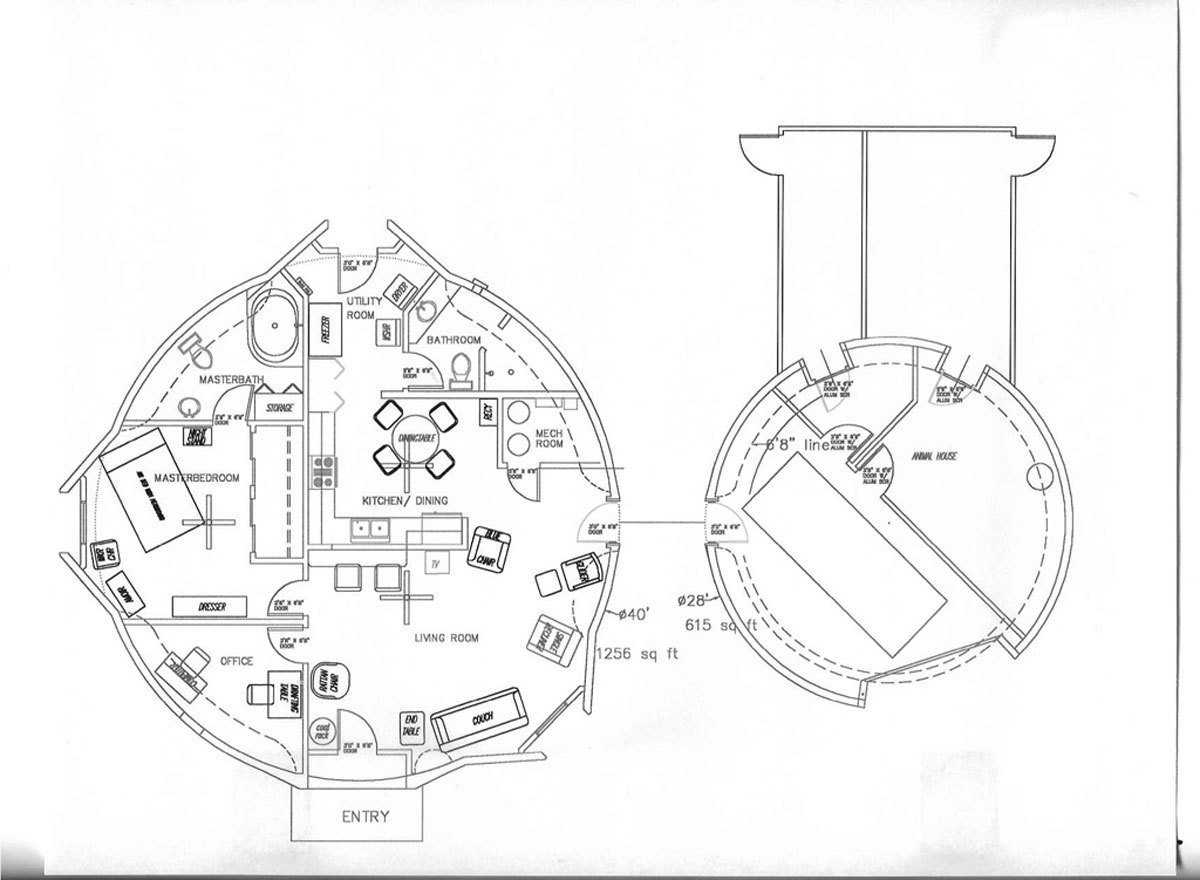 Floor Plan — After much research and attendance at a Monolithic Workshop, the O’Dells began planning their retirement home.