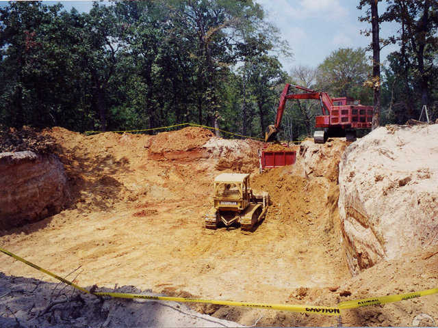 Excavation — Crews excavated for the placement of five interconnected Monolithic Domes for this underground home in Buffalo, Texas.