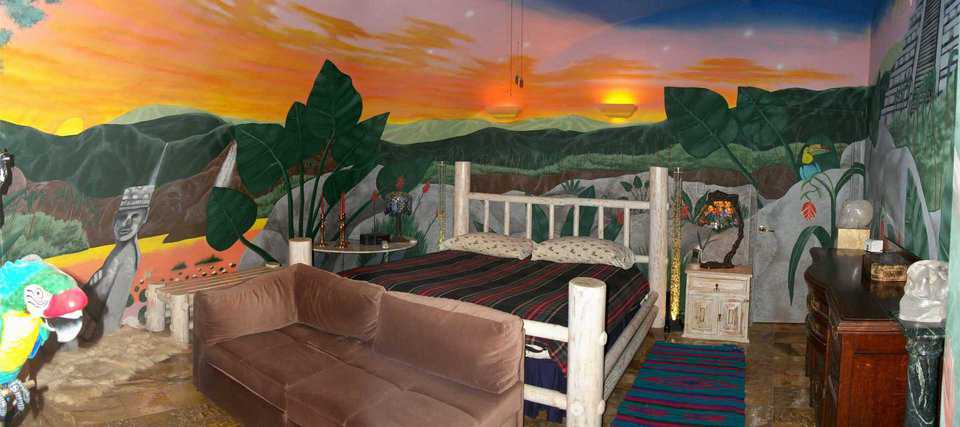 The Mayan Room — This master bedroom features a Mayan temple and artifacts. Try to find the closet door entrance.