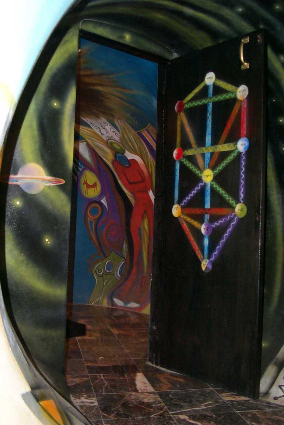 Surprising Entrance — Is this the door to the fun house? No, it’s just another weird but fascinating door at Glenn’s dome-home.