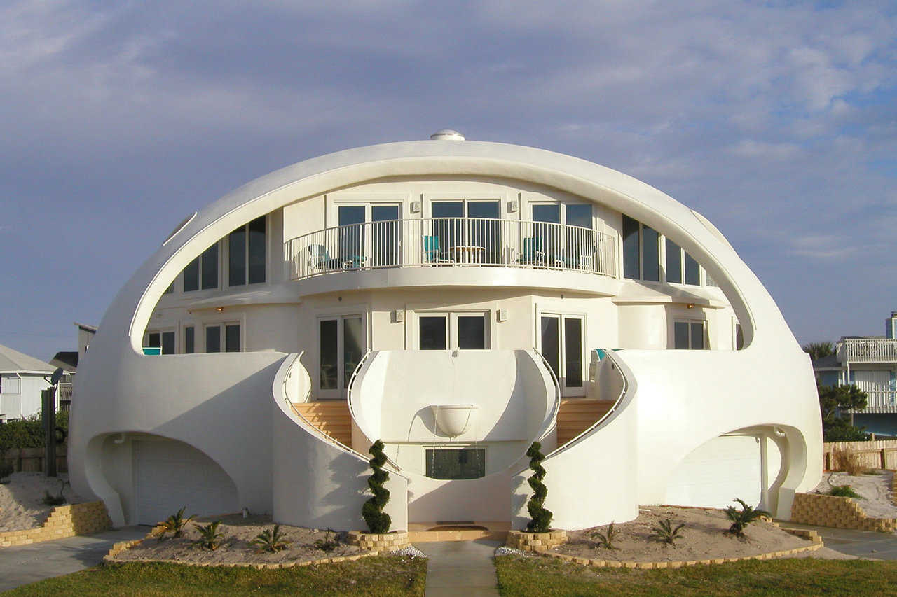 Dome of a Home — Mark and Valerie Sigler’s dome in Pensacola Beach, Florida was built after their conventional home was damaged twice by hurricanes.