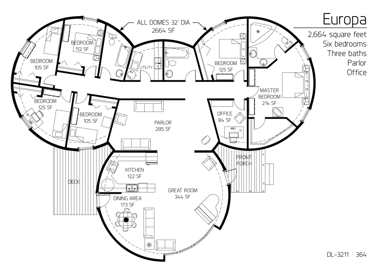 Floor Plan DL3211 Monolithic Dome Institute