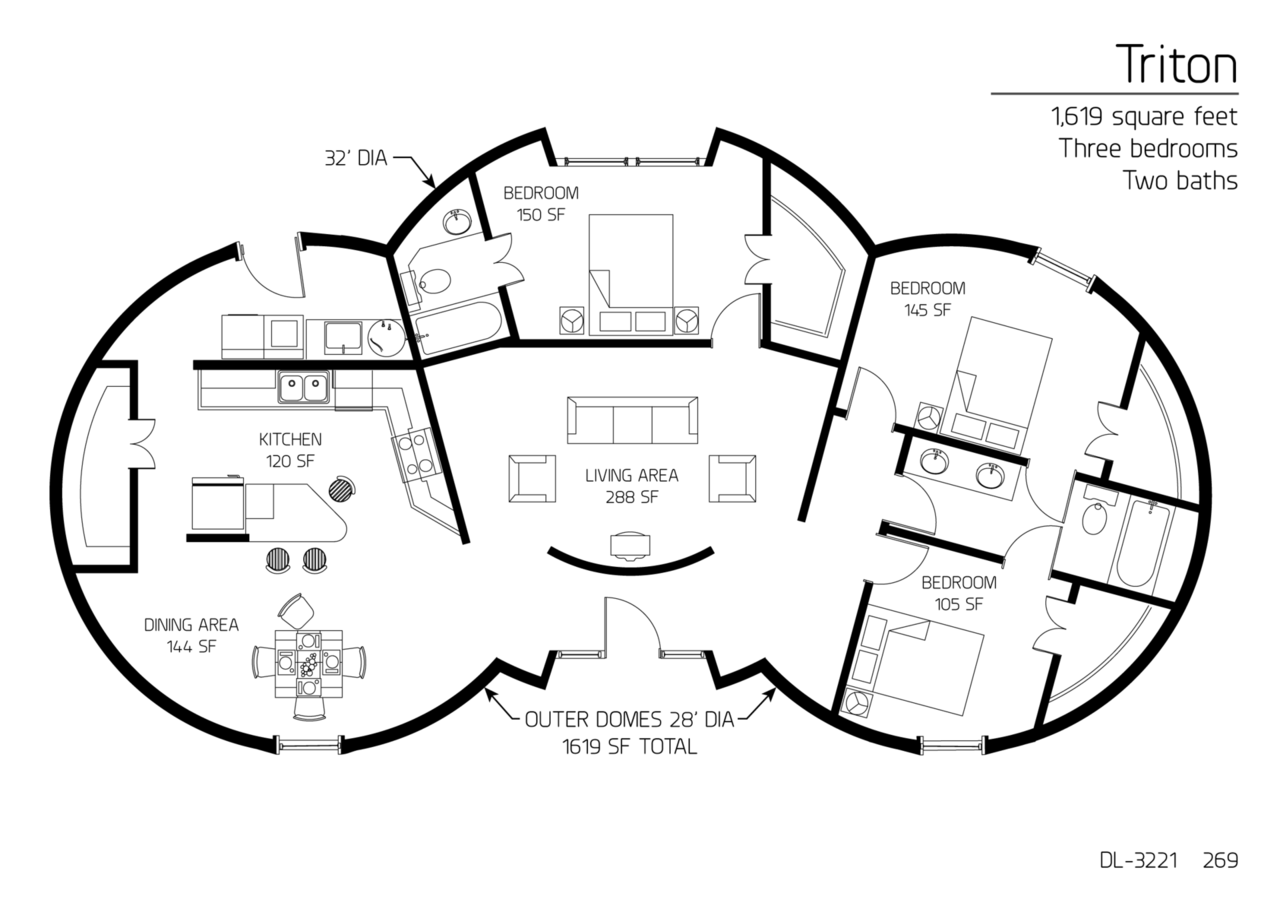 Floor Plan DL3221 Monolithic Dome Institute