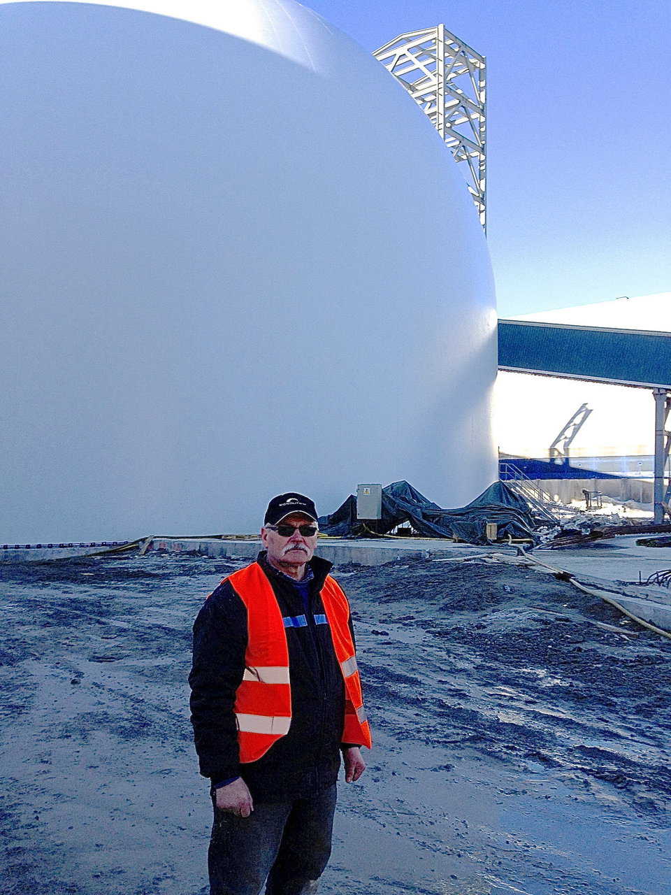 Jan Pregowski stands next to newly inflated structure.