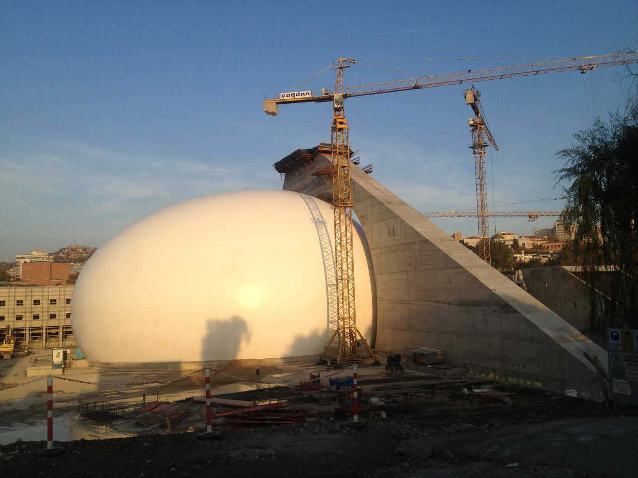 The colossal ellipsoid dome in Ankara, Turkey which will be the Presidential Symphony Orchestra’s main concert hall, seating up to 2,000 concert-goers.