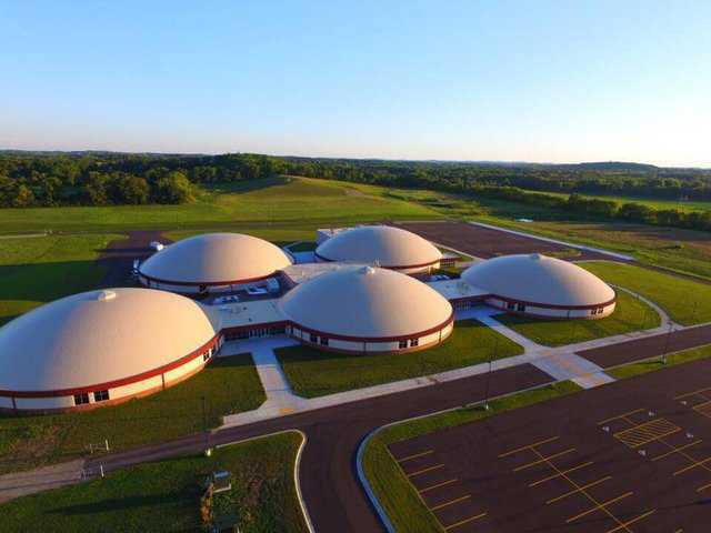 Aerial shot of five dome school