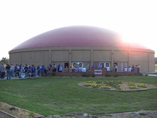 This super energy efficient Monolithic Dome Gymnasium is now a tornado shelter as well.  The power savings will equal the cost of the building in less than 20 years.  The lifetime is expected to be centuries.