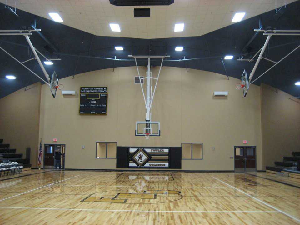 Beautiful Basketball Floor — Like most schools in Kansas, Fowler is big on basketball and volleyball. They expect record crowds for these events.