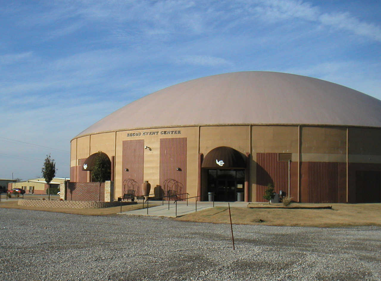 Beggs Event Center — This Monolithic Dome has a diameter of 160 feet and is built on a 24-foot Orion stem wall. Beggs Event Center can accommodate more than 2000 spectators and a variety of sport and school activities.
