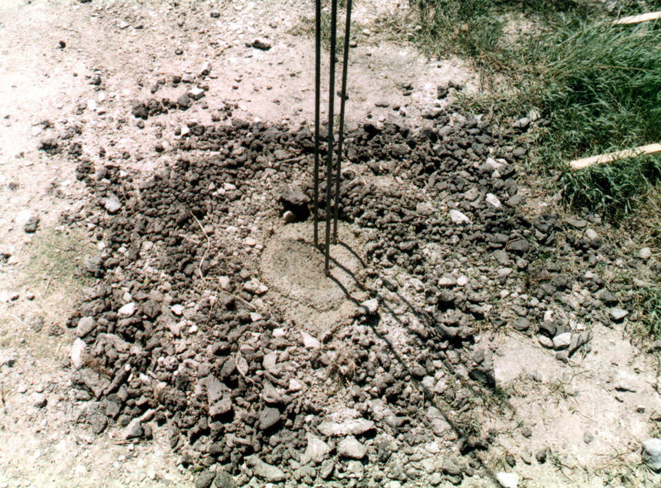 Fence post — This is the spray-in-place concrete fence version of a fence post.