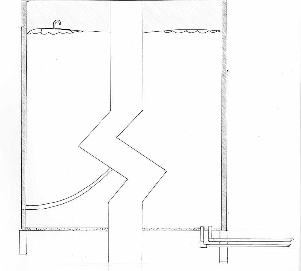 Cutaway of a Monolithic Fabric Water Tank showing the interior after tank is filled.
