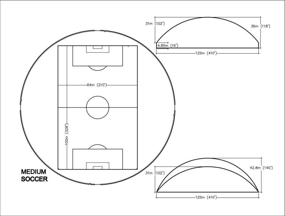 Medium Soccer Practice Dome — 125m (410’ diameter)
