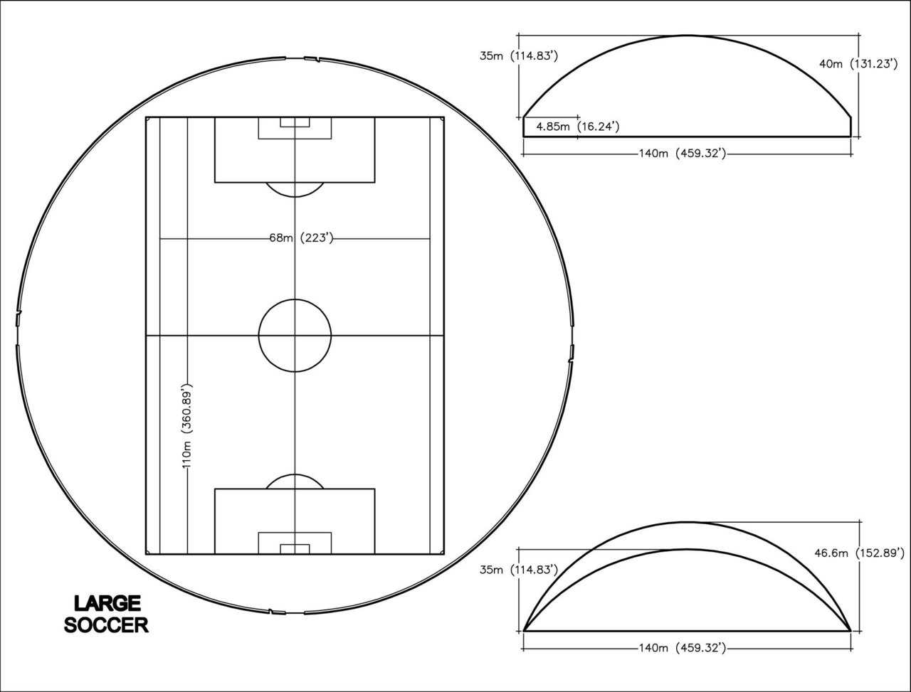 Large Soccer Practice Dome — 140m (460’ diameter)