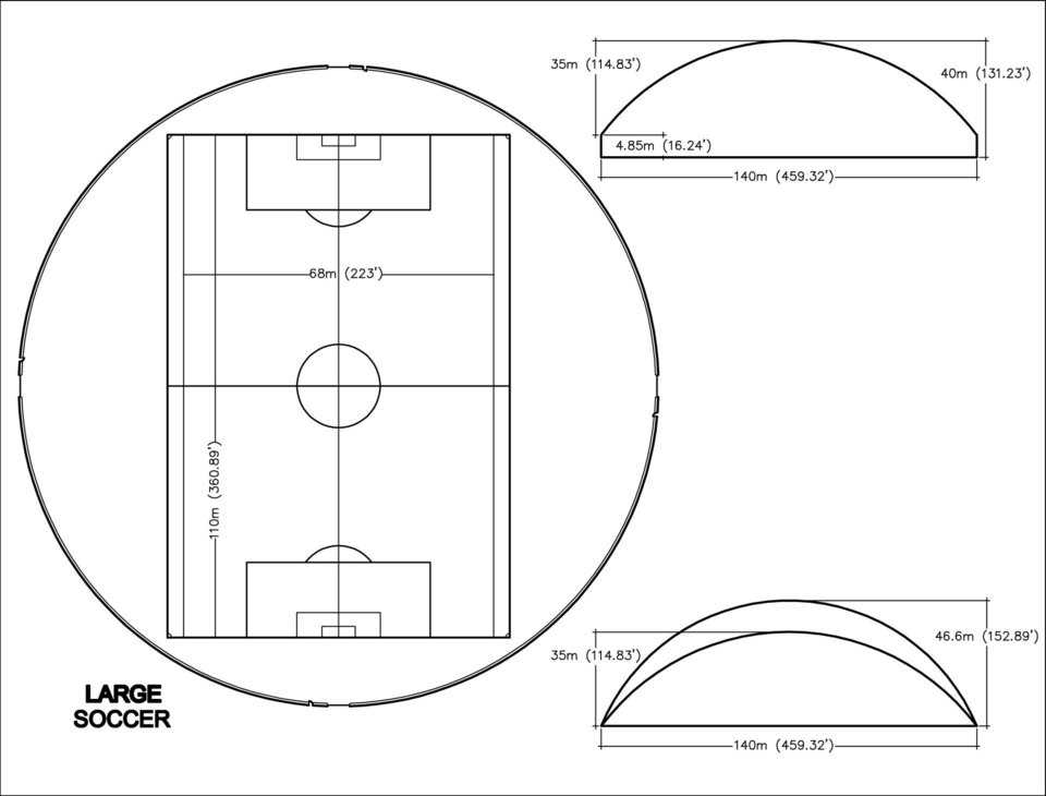 Large Soccer Practice Dome — 140m (460’ diameter)