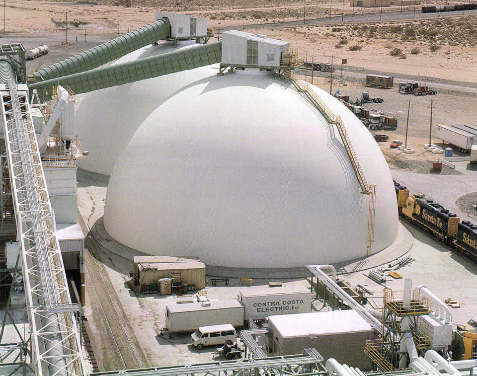 Borax Storages — In Boron, California US Borax mines more than 80 different minerals. The company had two Monolithic Domes, 150′ × 79′, constructed for borax storage.