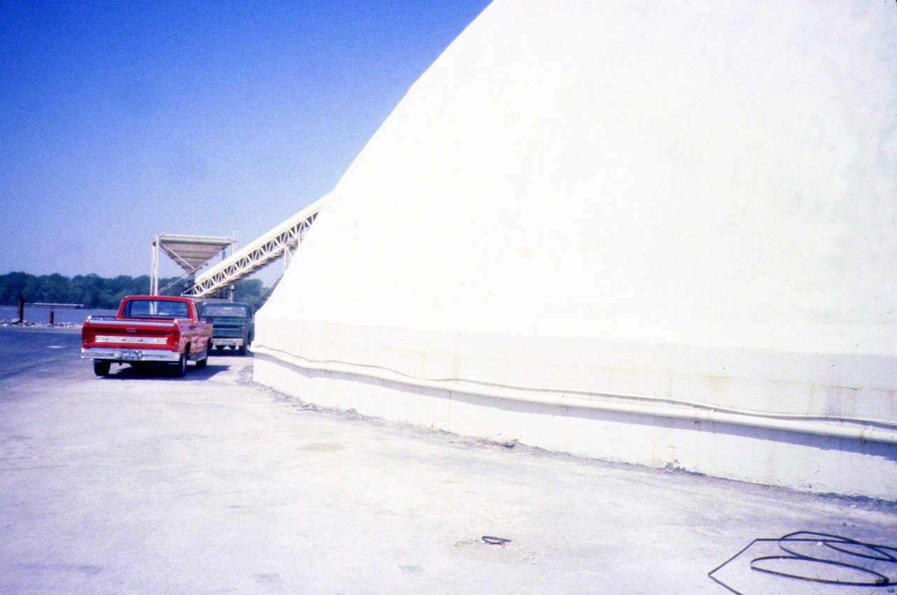 Ammonium Nitrate Storage — At the Peabody Coal plant in Kenova, West Virginia, this Monolithic Dome is the largest ammonium nitrate (blasting powder) storage built since Texas City was blown off the map in the 1950s. Ammonium nitrate mixed with diesel fuel was used to break-up the rock over the coal seams of Kentucky.