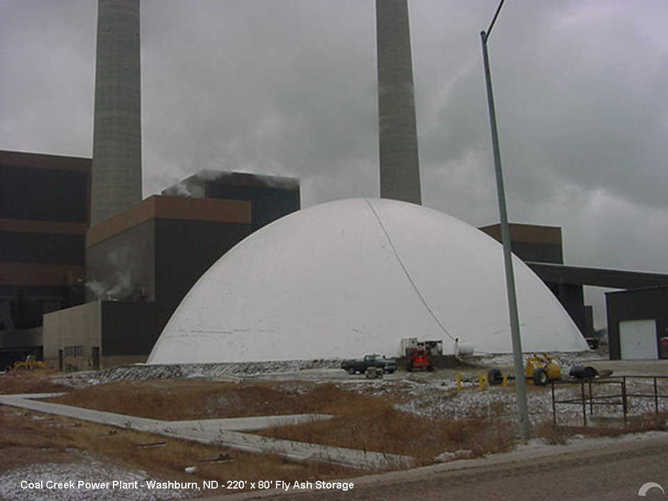 Fly Ash Storage — This award winning fly ash storage for Great River Energy’s Coal Creek Power Plant in Washburn, North Dakota measures 220′ × 80’.