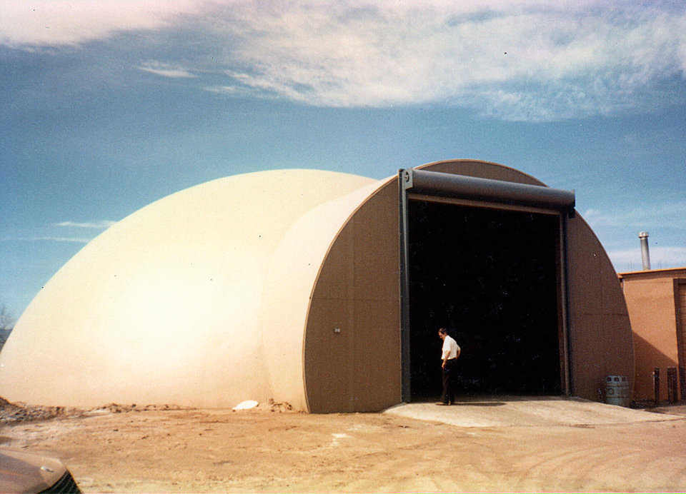 Salt Storage — The Colorado Department of Highways keeps its salt in Monolithic Domes. Many such domes have been built for salt storage. They can not only withstand the banging of front-end loaders, but when properly treated they resist the damaging effects of salt.