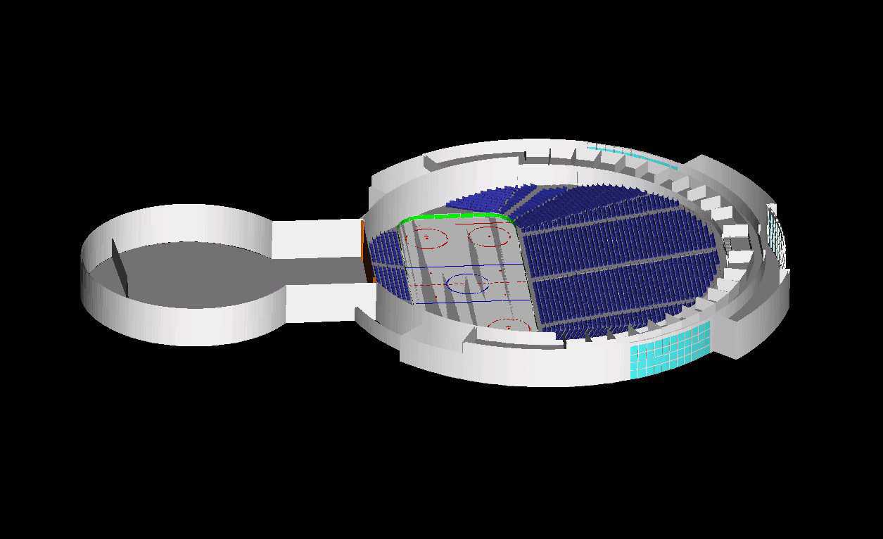 Sporting event seating — At this Monolithic multi-purpose facility, designed by Architect Leland A. Gray, there is not a bad seat in the house.