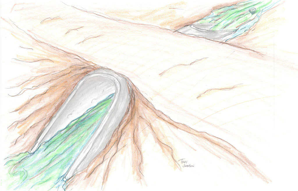 Finished culvert — Once the concrete dries, simply slide the airform out to be used again and again. The dirt can be backfilled in a few days, and you have a simple, permanent, culvert.
