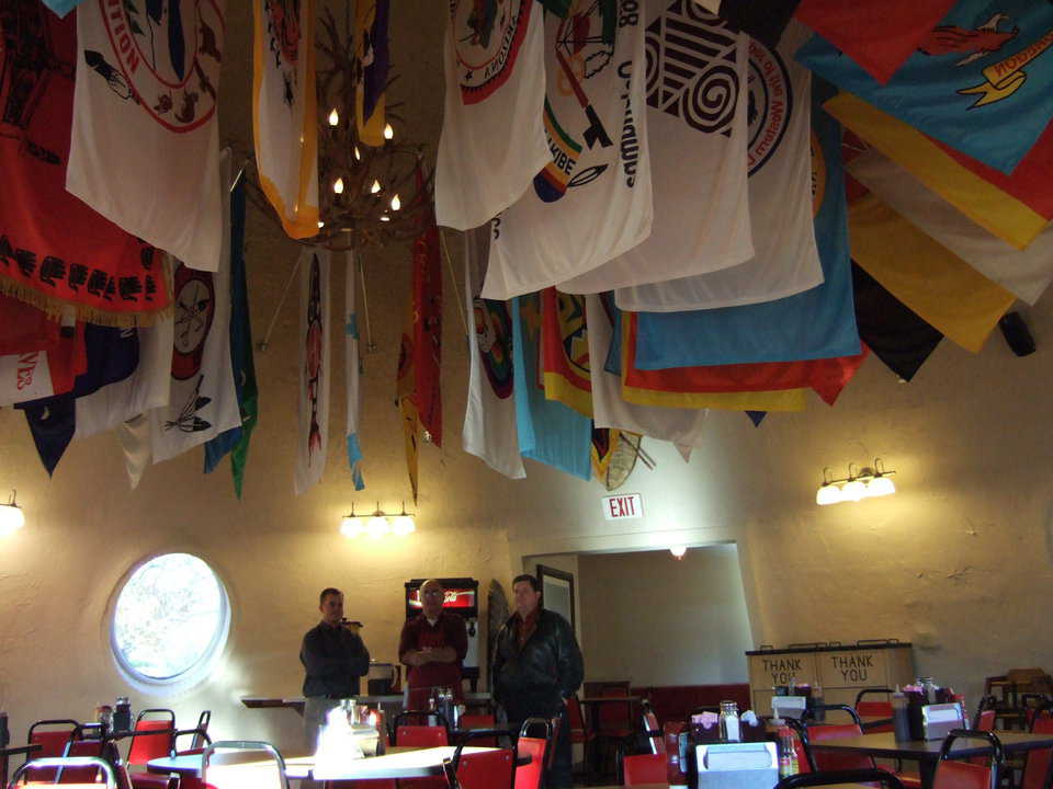 Big D’s BBQ, near Jackson, Mississippi. — These flags provide a more creative way to absorb extra sound.