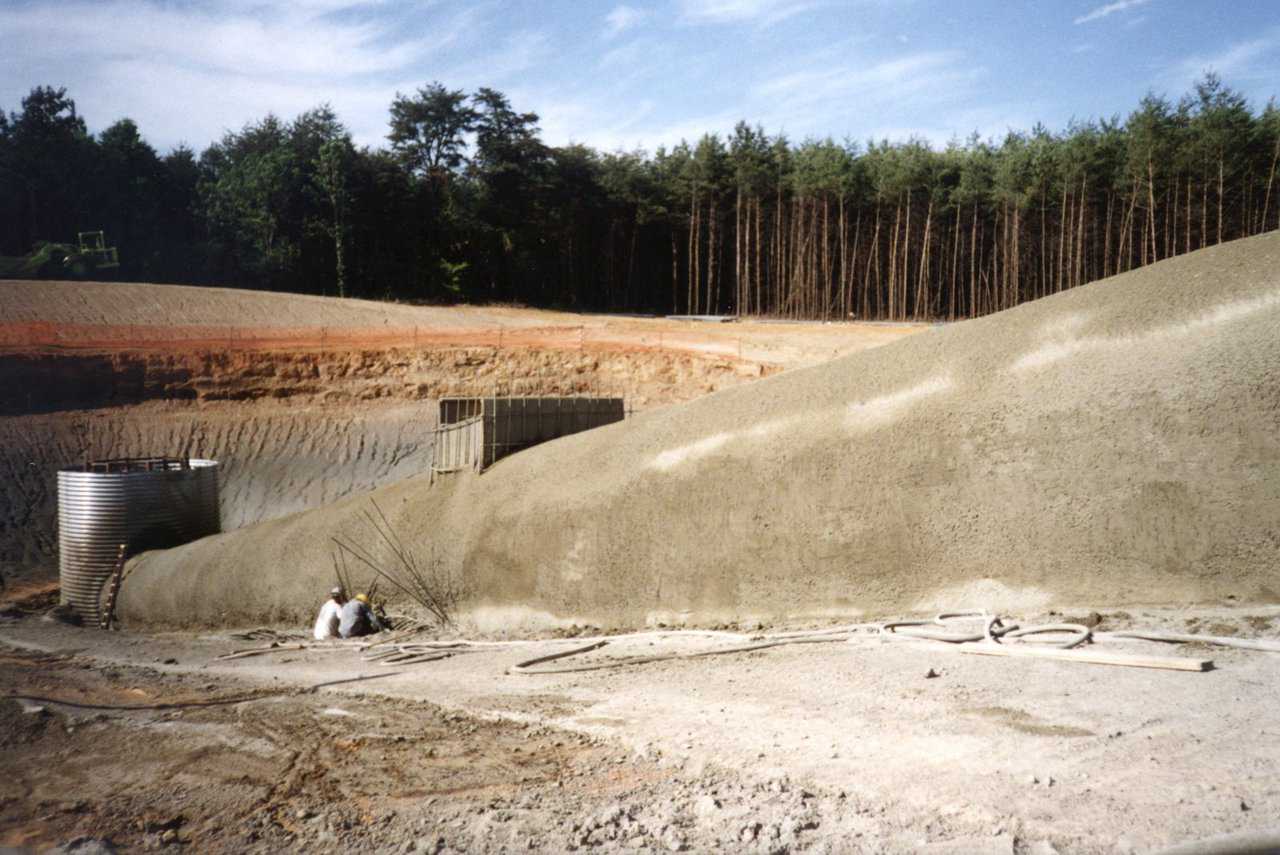 The tunnel can also have other elements “molded” into it. These include drop chutes for material above to reach the tunnel conveyors.