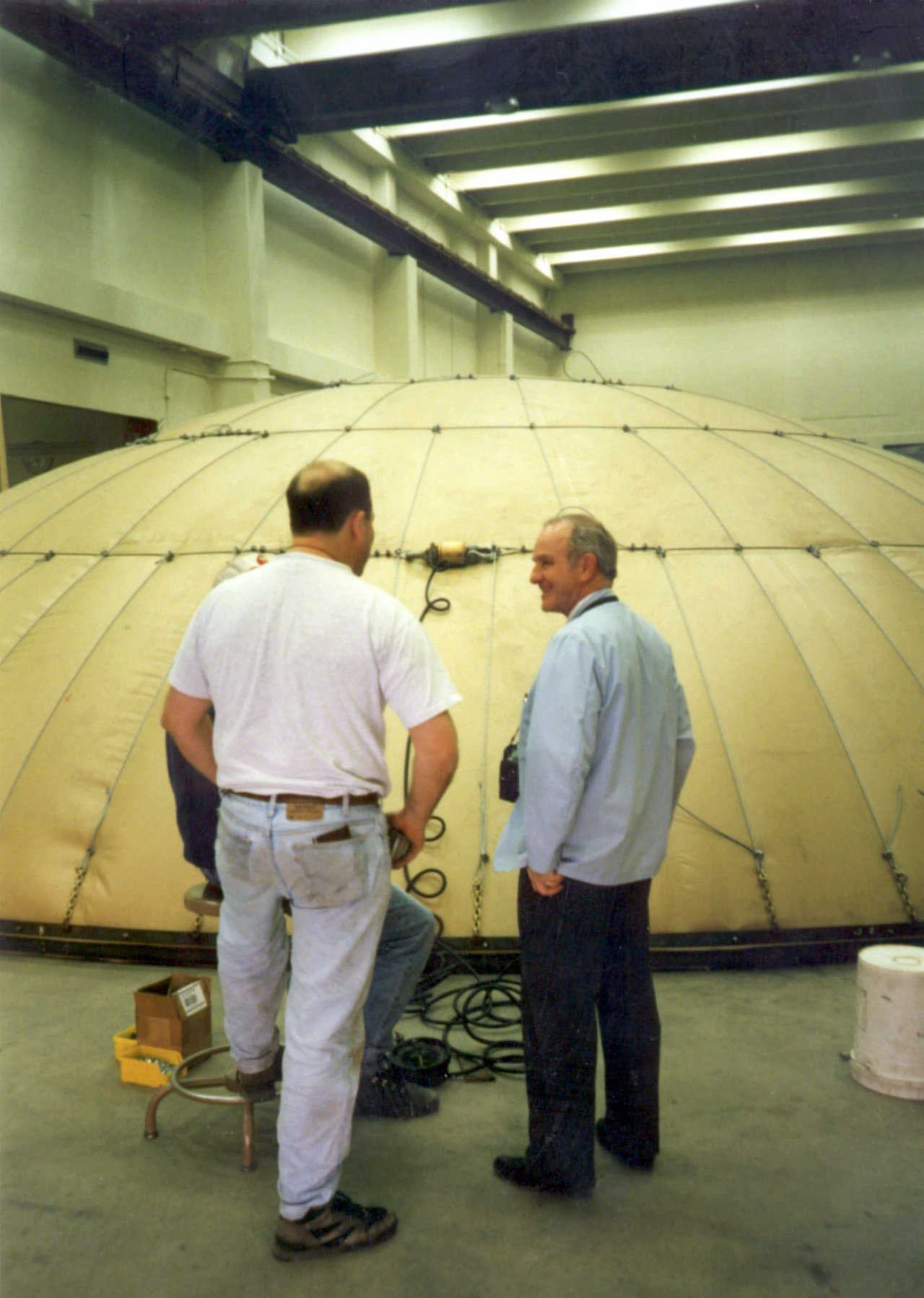 Crenosphere testing — Dr. Wilson at the BYU laboratories testing the cable system for the Crenosphere.