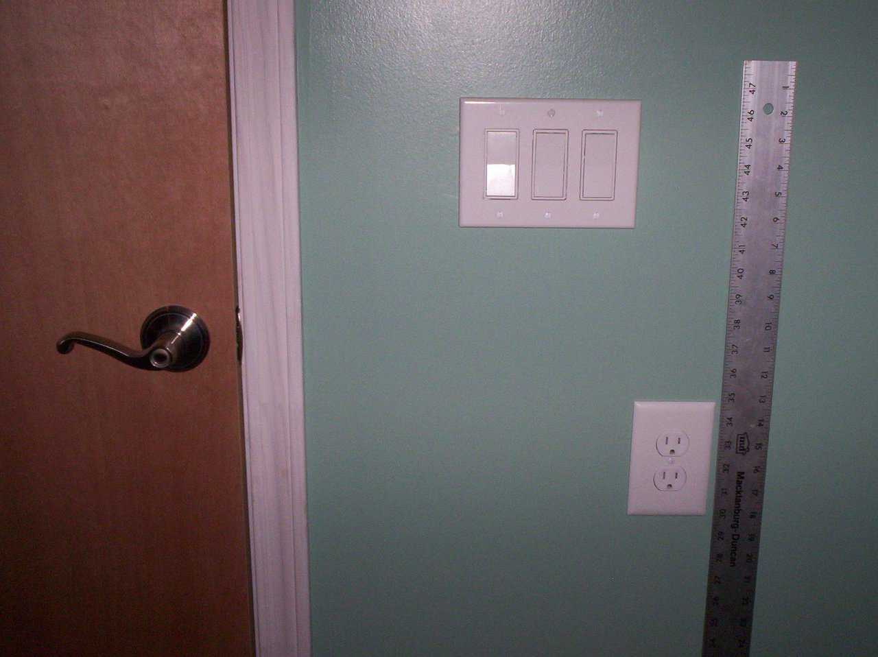 Universal Design Elements — Contrasting colors and trim work, full hand grip door handles, rocker switches on contrasted switch plates and wall receptacles 30" off the floor can be easily seen and manipulated.