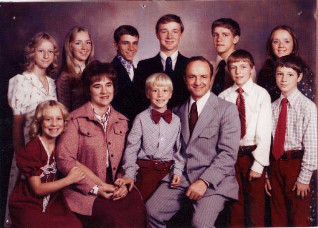The Family — Arnold, Joyce and their 10 children prior to Arnold completing a PhD degree in civil engineering at Oklahoma State University.