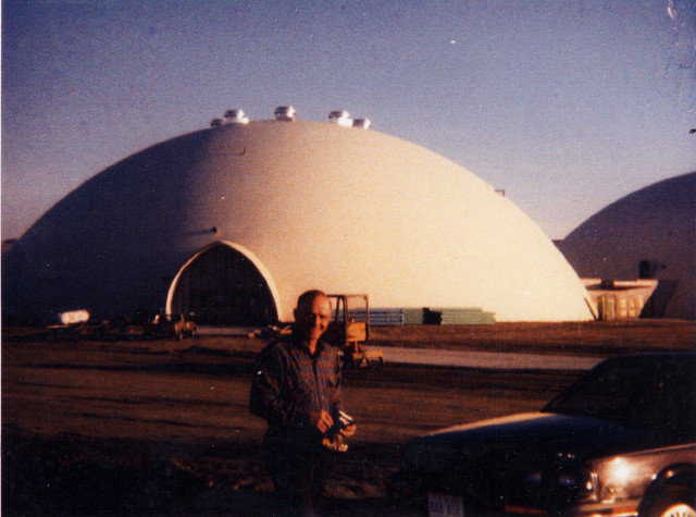 On the job — Arnold inspecting the Monolithic Domes at Emmett High School in Emmett, Idaho.