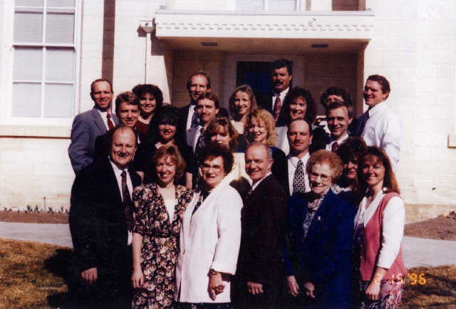 The Whole Family — Arnold, Joyce, the 10 Wilson children with their spouses, and Joyce’s mother