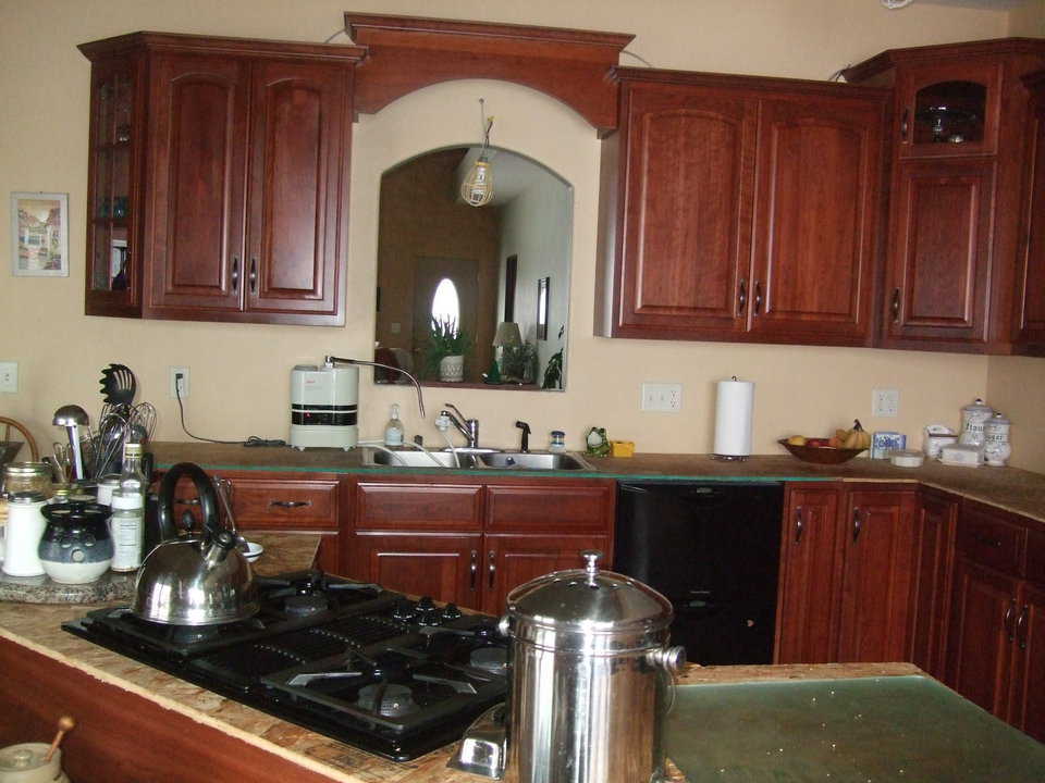 Kitchen — Like the rest of this dome-home, this kitchen sports a beautifully stained and stamped concrete floor.