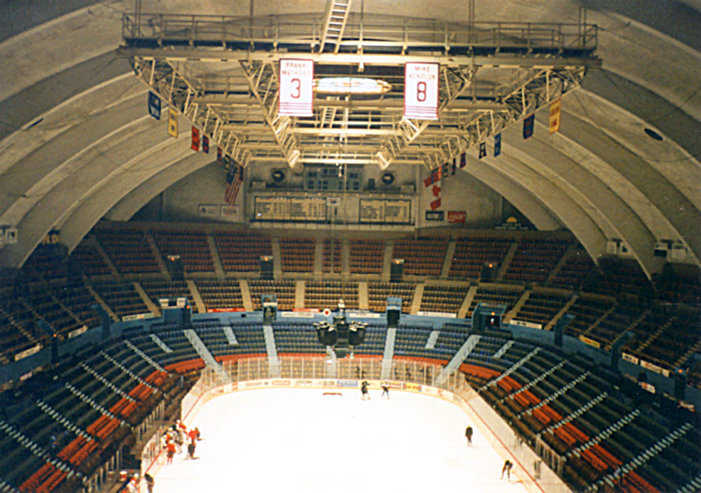 Hersheypark Arena — Thomas C. Stephens, Director of Operations for the Arena wrote this letter of recommendation based on his experience with the oldest thin-shell, concrete stadium in the country:
“When Hersheypark Arena was constructed in 1936, it was considered to be one of the finest buildings of its time. Now, 60 years later, it has withstood the test of time. The Arena is an oval shaped, monolithic, reinforced concrete structure that will last into the future. Hersheypark Arena, with seating for 7,350 has been home to hockey since its construction. This unique structure has hosted many events over the years, with one outstanding feature – not a bad seat in the house.
“The idea of a Monolithic Dome ice facility . has improved the design concept. Water penetration into our concrete and expansion joints is our biggest concern in building maintenance. Those problems do not exist with this design. Anyone looking to build an ice arena should be impressed with the design, energy conservation, safety, and the unique openness of these structures. Once constructed, you can count on having a great facility for many years to come.”
Sincerely,
Thomas C. Stephens