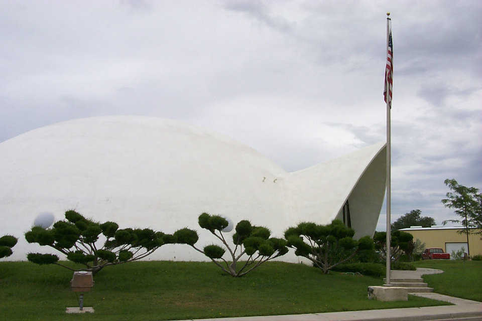 Administrative Offices — They are housed in a three-story, 90′ × 40′ Monolithic Dome. The city of Price realized that it could have the domes built as an affordable project and get its needed square footage.