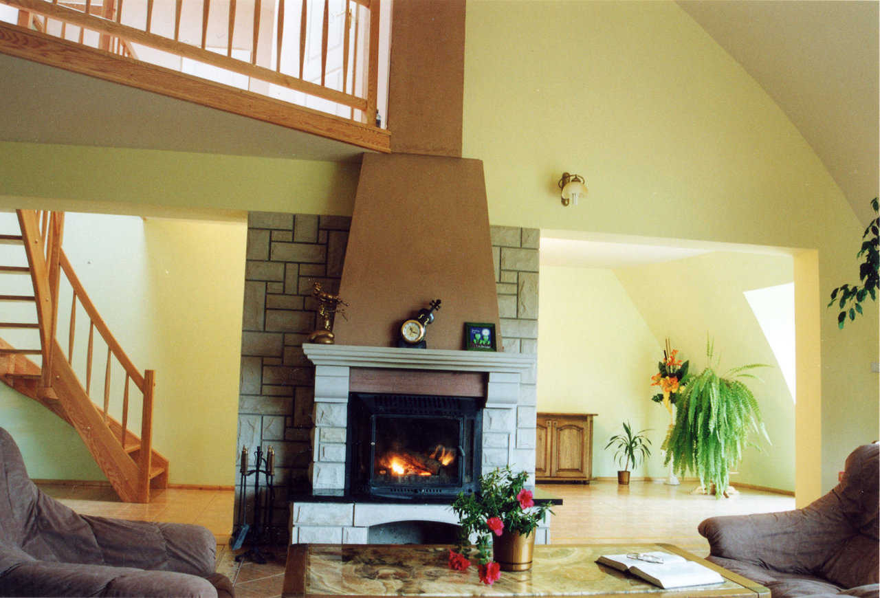 Cozy and warm — This centrally located fireplace keeps the entire dome home cozy and warm.