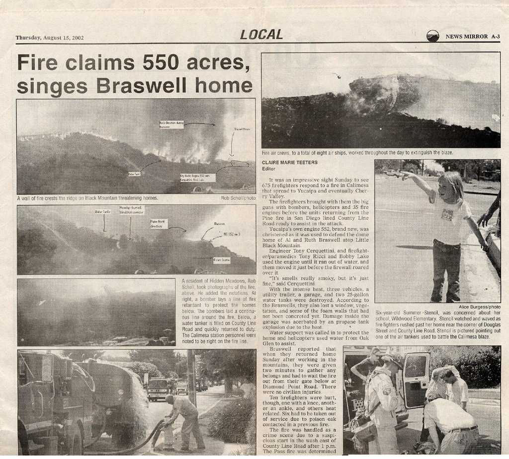 More Headlines — “The Press Enterprise” covers the Bryant Fire.