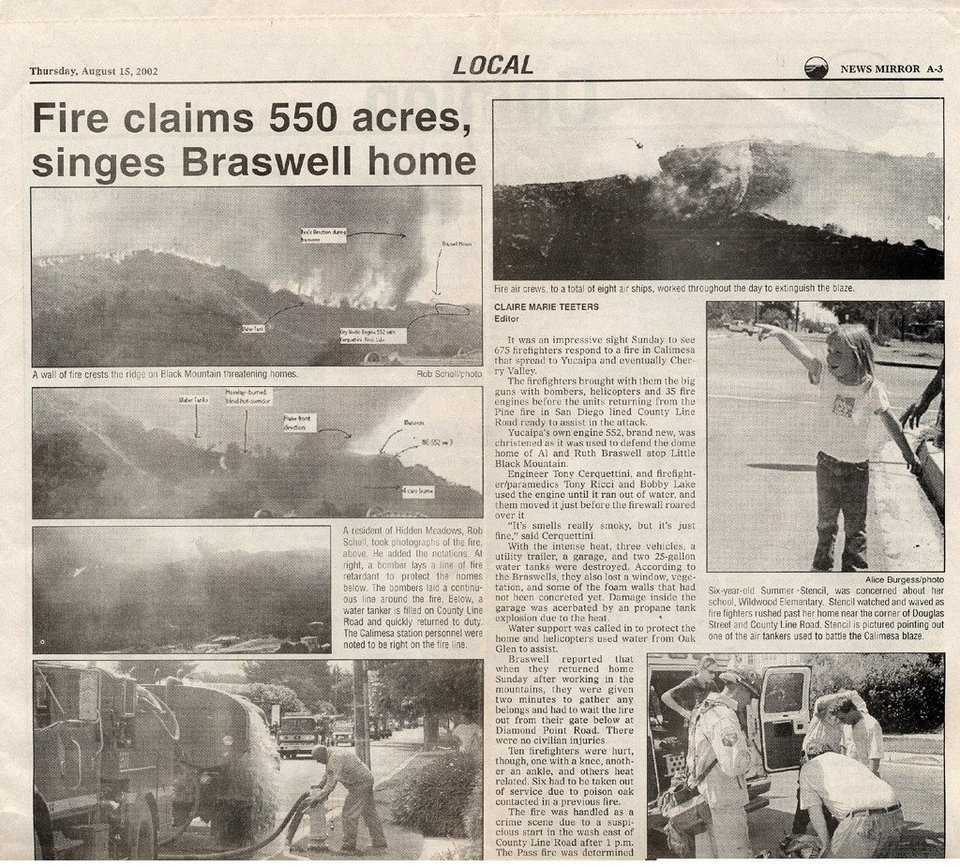 More Headlines — “The Press Enterprise” covers the Bryant Fire.
