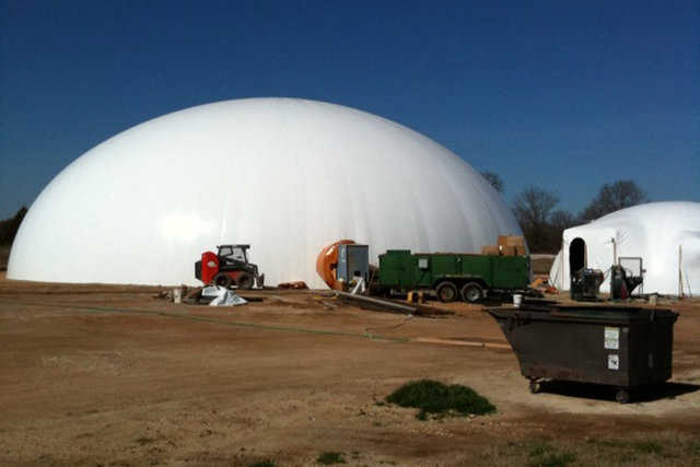 Eldorado Chemical Blend Plant — Located in Bryan, Texas the large dome is 95 feet in diameter and the smaller is 40 feet in diameter. The large dome has a 3000 ton capacity.