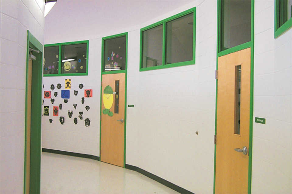 Principal’s Office — The centrally located principal’s office is easily accessed from all surrounding classrooms and hallways in the elementary school.